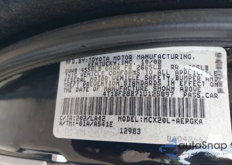 2001 Toyota Avalon Xls from USA, damaged, VIN 4T1BF28B71U125897